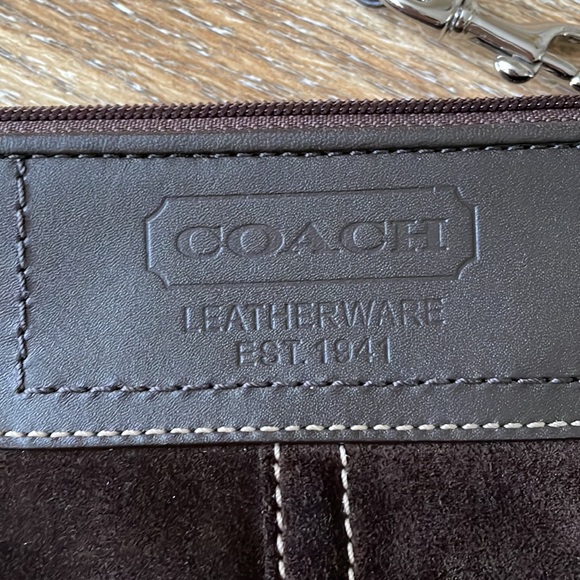 Coach Chocolate Brown Suede Wristlet - Picture 2 of 10